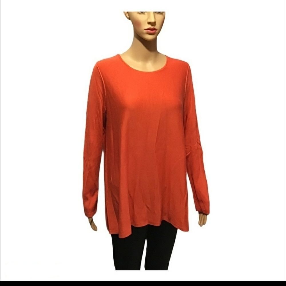 Eileen Fisher Sweater Long Sleeve Bright Salmon Womens Size Small Petite